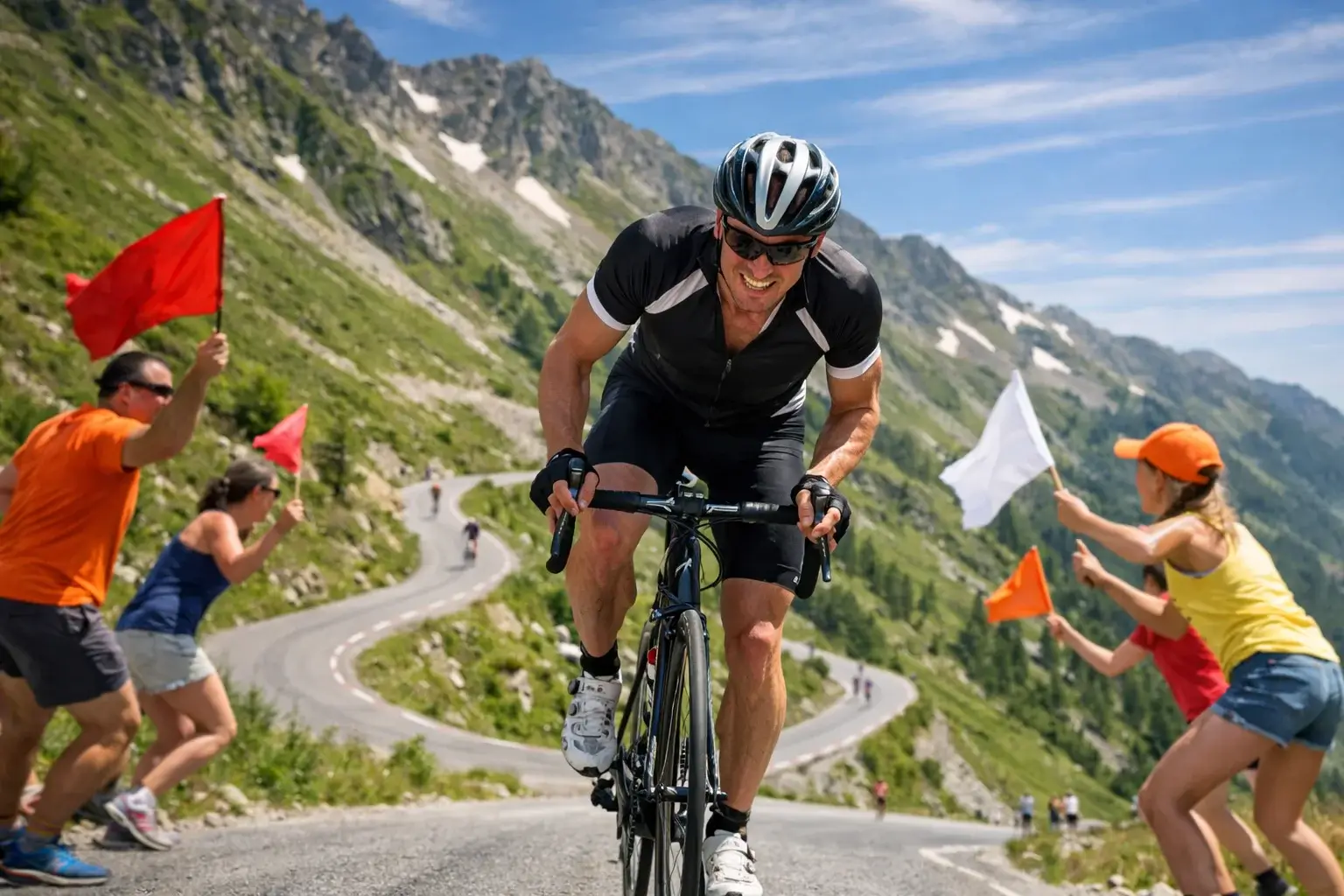 Wielrenner beklimt steile Alpencol tijdens Tour de France