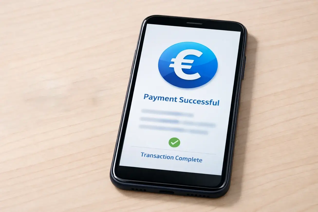 iDEAL en PayPal logo naast smartphone met wielrennen app